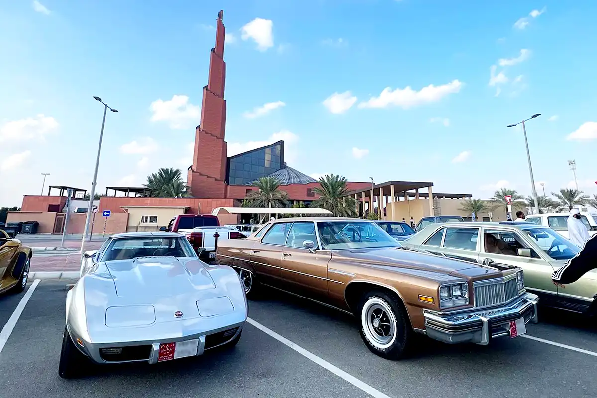 Mohammed Bin Zayed City for The Second Gathering - a vibrant showcase of classic cars with Classico Motors Club.